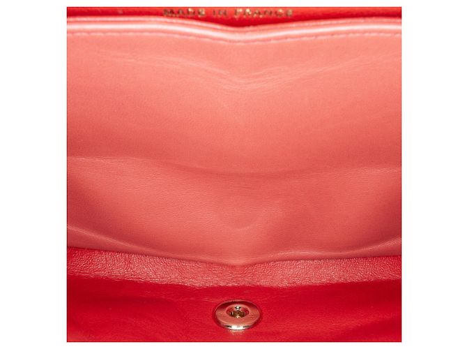 Chanel Arancione Medio Classico Chevron Pelle di Agnello Doppio - vista 4