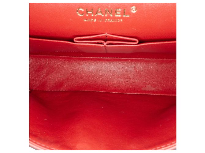 Chanel Arancione Medio Classico Chevron Pelle di Agnello Doppio - vista 5