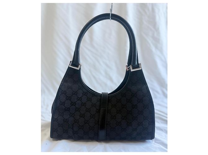 Borsa a mano Gucci Jackie in tela monogramma e pelle nera Nero - vista 4