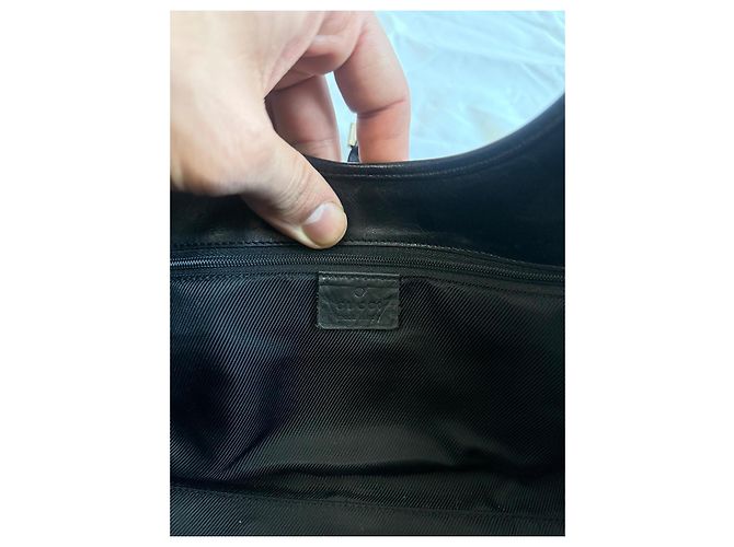 Borsa a mano Gucci Jackie in tela monogramma e pelle nera Nero - vista 5
