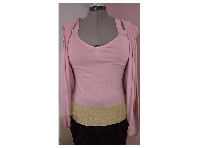 Valentino Top e Colete de Seda Cashmere e Algodão Rosa Dourado - vista 2