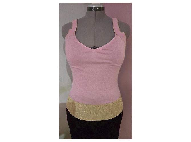 Valentino Top e Colete de Seda Cashmere e Algodão Rosa Dourado - vista 3