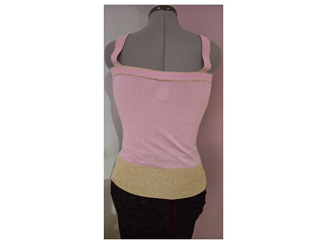 Valentino Top e Colete de Seda Cashmere e Algodão Rosa Dourado - vista 4