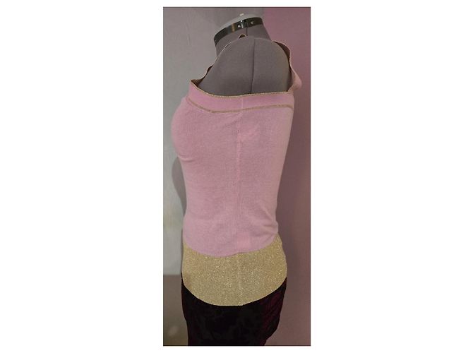 Valentino Top e Colete de Seda Cashmere e Algodão Rosa Dourado - vista 5