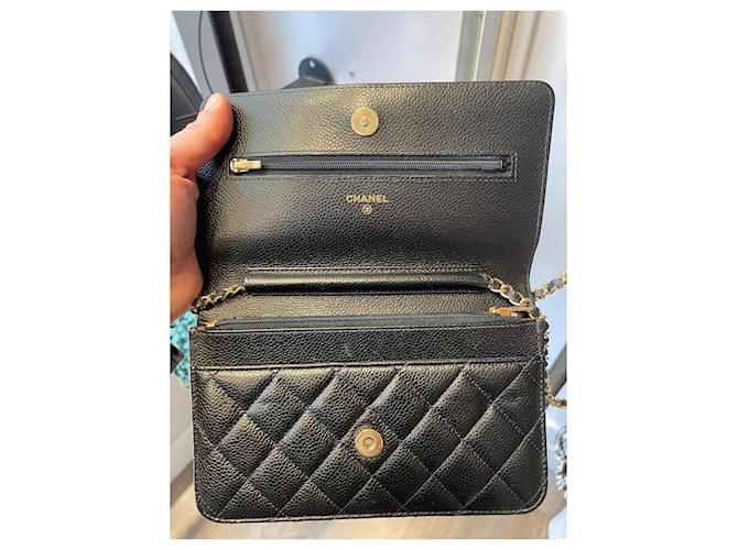 Wallet On Chain Chanel Woc Schwarz Gold hardware - Ansicht 3