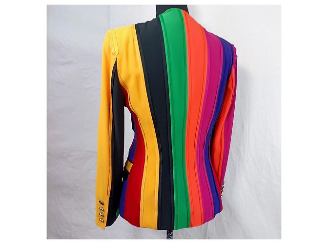 Chaqueta vintage a rayas arcoíris Moschino 1991 Multicolor - vista 2