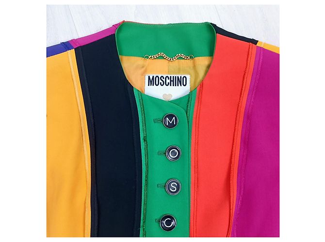 Chaqueta vintage a rayas arcoíris Moschino 1991 Multicolor - vista 3