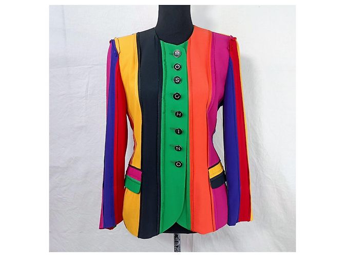 Chaqueta vintage a rayas arcoíris Moschino 1991 Multicolor - vista 5