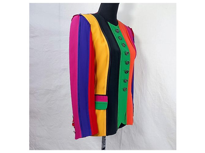 Chaqueta vintage a rayas arcoíris Moschino 1991 Multicolor - vista 8