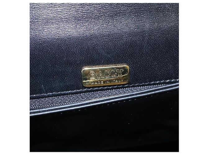 BALLY Bolsa de mão acolchoada de couro preta Auth SW022 Preto - vista 10