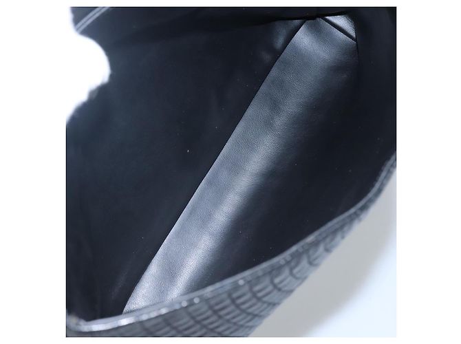 BALLY Bolsa de mão acolchoada de couro preta Auth SW022 Preto - vista 11
