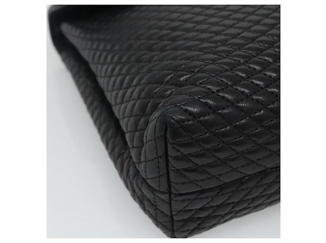 BALLY Bolsa de mão acolchoada de couro preta Auth SW022 Preto - vista 14