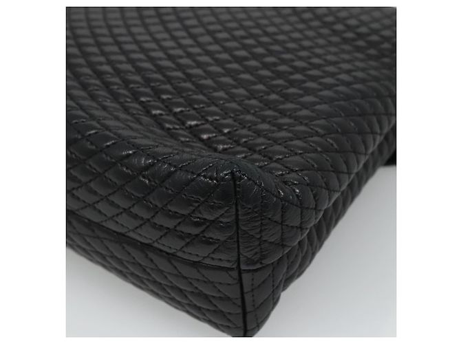 BALLY Bolsa de mão acolchoada de couro preta Auth SW022 Preto - vista 15
