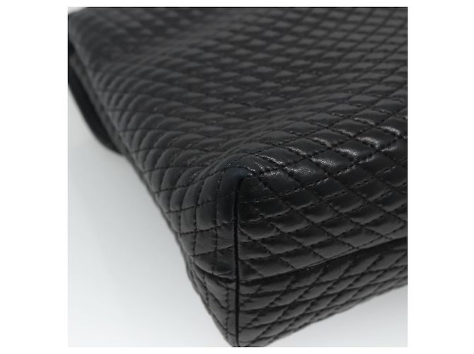 BALLY Bolsa de mão acolchoada de couro preta Auth SW022 Preto - vista 16