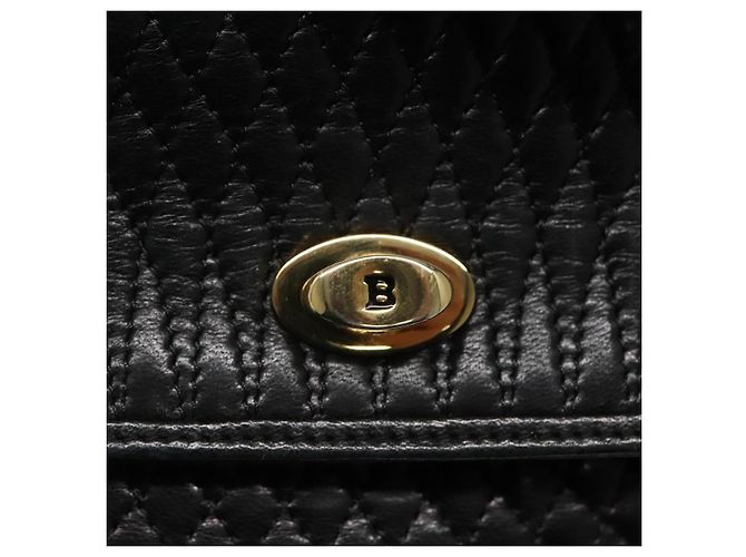 BALLY Bolsa de mão acolchoada de couro preta Auth SW022 Preto - vista 17