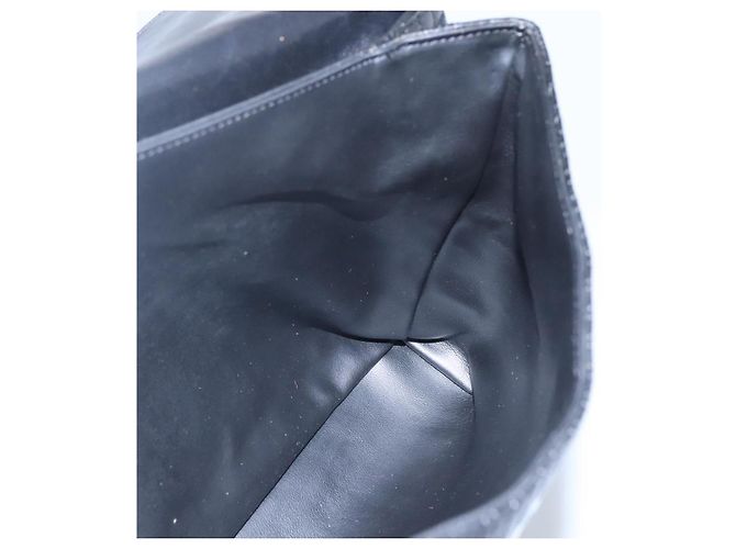 BALLY Bolsa de mão acolchoada de couro preta Auth SW022 Preto - vista 18