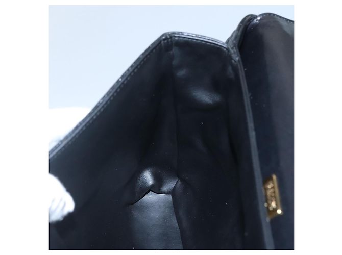 BALLY Bolsa de mão acolchoada de couro preta Auth SW022 Preto - vista 19