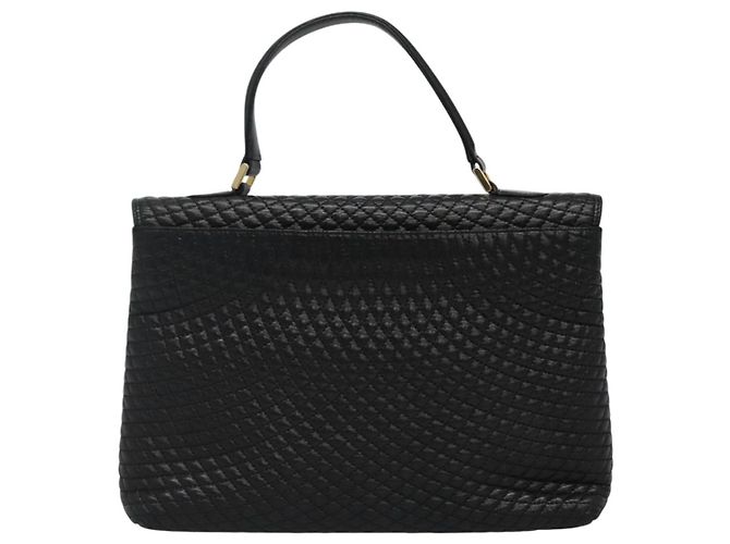 BALLY Bolsa de mão acolchoada de couro preta Auth SW022 Preto - vista 2
