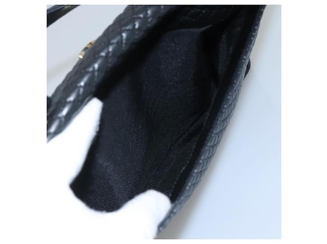 BALLY Bolsa de mão acolchoada de couro preta Auth SW022 Preto - vista 21