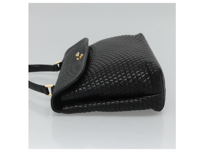 BALLY Bolsa de mão acolchoada de couro preta Auth SW022 Preto - vista 3