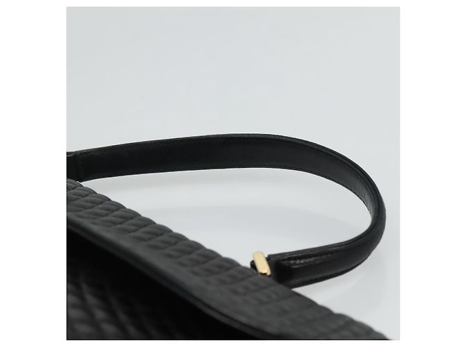 BALLY Bolsa de mão acolchoada de couro preta Auth SW022 Preto - vista 8