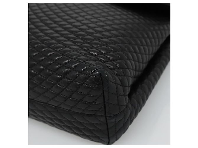 BALLY Bolsa de mão acolchoada de couro preta Auth SW022 Preto - vista 9