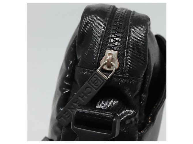 Borsa a spalla CHANEL Sports COCO Mark in tela rivestita nera CC Auth BA202 - vista 10