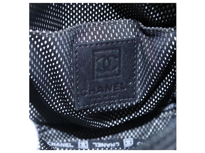 Borsa a spalla CHANEL Sports COCO Mark in tela rivestita nera CC Auth BA202 - vista 17