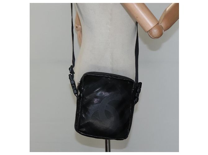 Borsa a spalla CHANEL Sports COCO Mark in tela rivestita nera CC Auth BA202 - vista 22