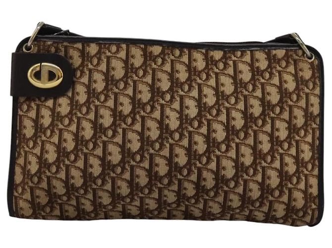 Bolsa de ombro em lona Trotter Christian Dior marrom Auth ep7344 - vista 13