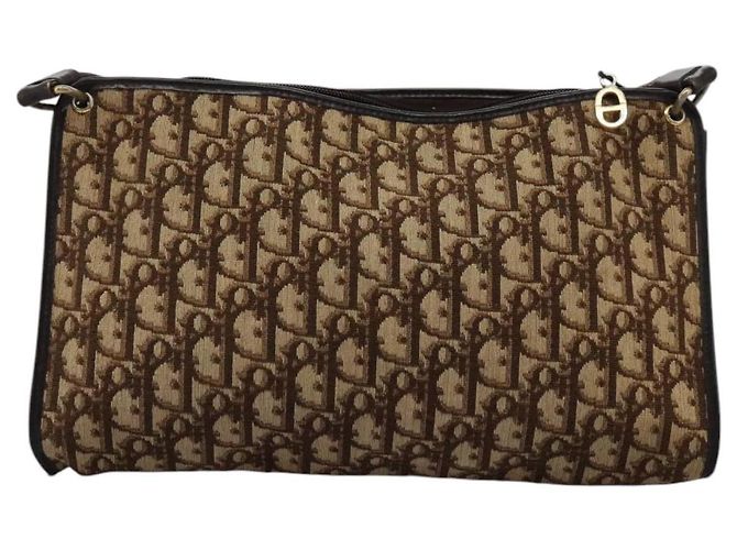 Bolsa de ombro em lona Trotter Christian Dior marrom Auth ep7344 - vista 2