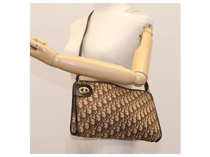 Bolsa de ombro em lona Trotter Christian Dior marrom Auth ep7344 - vista 21