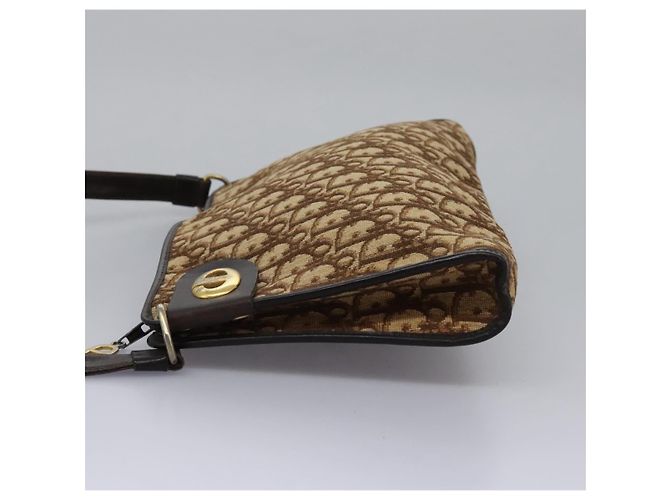 Bolsa de ombro em lona Trotter Christian Dior marrom Auth ep7344 - vista 3