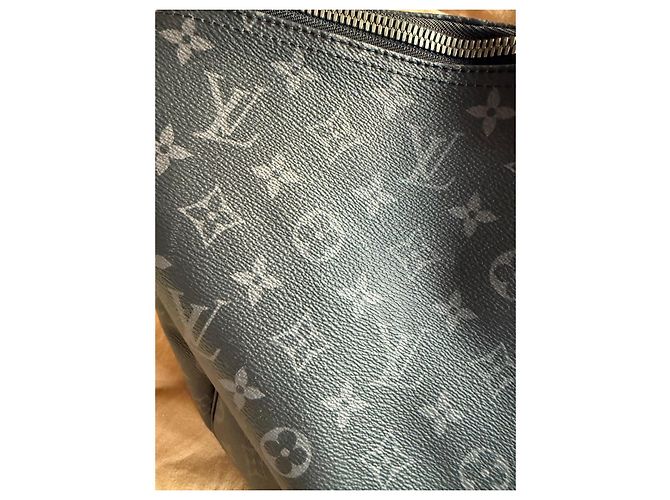 Louis Vuitton Keepall Eclipse 55 Borsa da viaggio nera in pelle Nero - vista 7