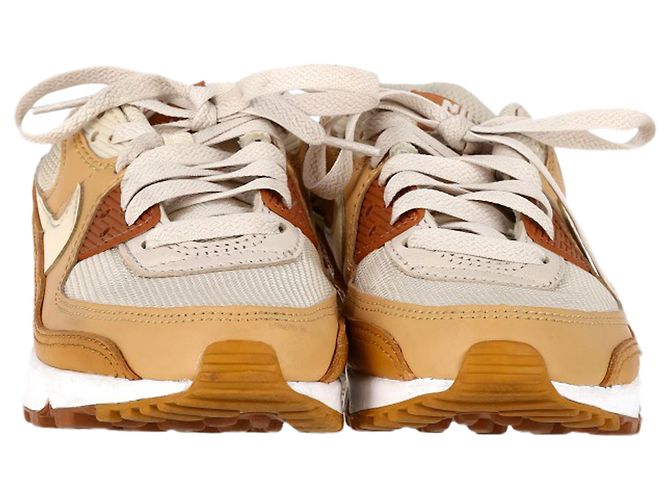 Sneakers Nike Air Max 90 in nylon e pelle caramello Marrone Rosso - vista 2