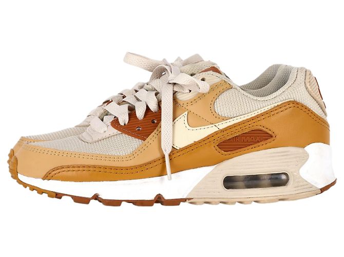 Sneakers Nike Air Max 90 in nylon e pelle caramello Marrone Rosso - vista 4