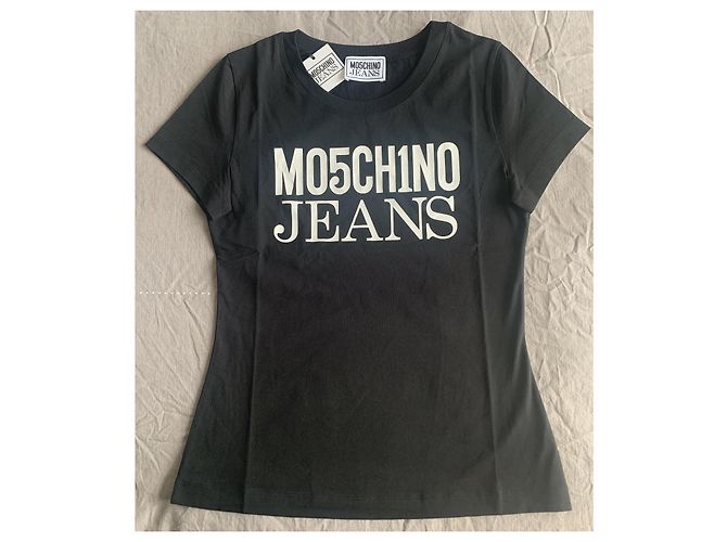Camiseta Moschino Jean de algodón negro con logo Blanco - vista 2