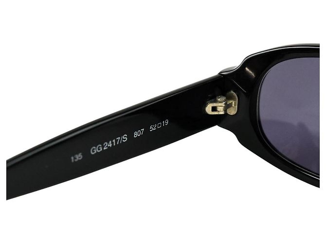Occhiali da sole Gucci neri con logo argento GG2417 Nero - vista 5