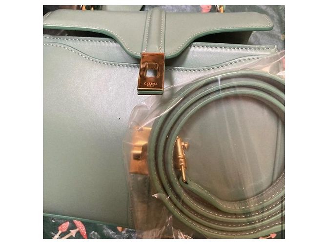 Autre Marque Borsa Celine Mini 16 in pelle Ice Mint Blu Verde - vista 4