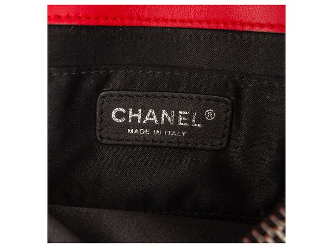 Chanel Rosso Mini Quadrato in Pelle di Agnello Grafica Borsa a Spalla - vista 7