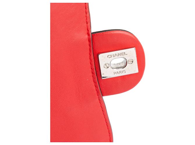 Chanel Rosso Mini Quadrato in Pelle di Agnello Grafica Borsa a Spalla - vista 9