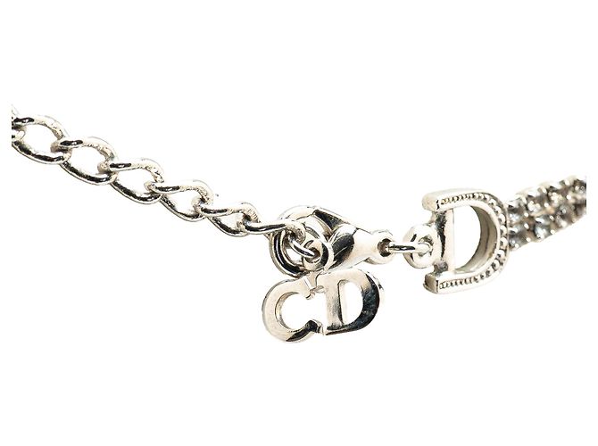 Collana Pendente D Logo in Cristallo con Doppia Catena Argento Dior - vista 3