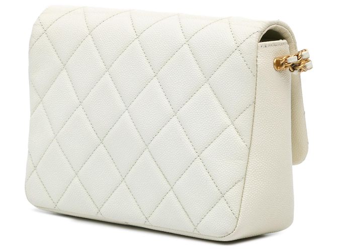 Chanel Bianco Piccolo Caviar Trapuntato Catena Melody Flap Crudo - vista 2