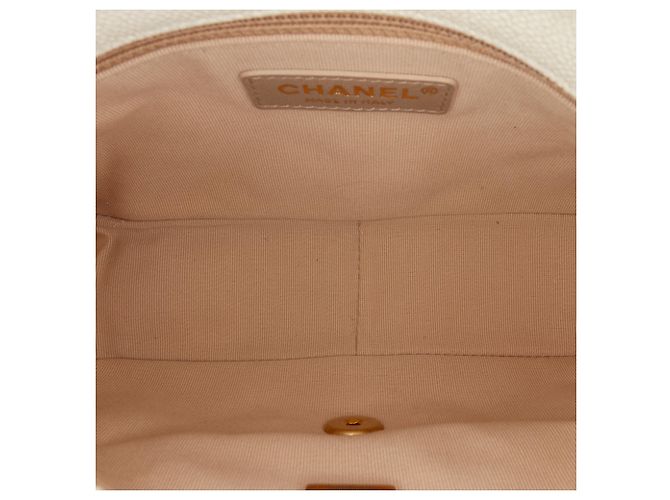 Chanel Bianco Piccolo Caviar Trapuntato Catena Melody Flap Crudo - vista 4