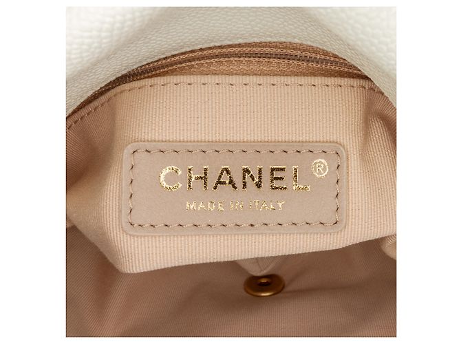 Chanel Bianco Piccolo Caviar Trapuntato Catena Melody Flap Crudo - vista 5