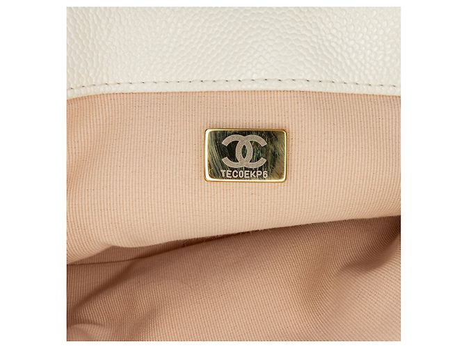 Chanel Bianco Piccolo Caviar Trapuntato Catena Melody Flap Crudo - vista 6