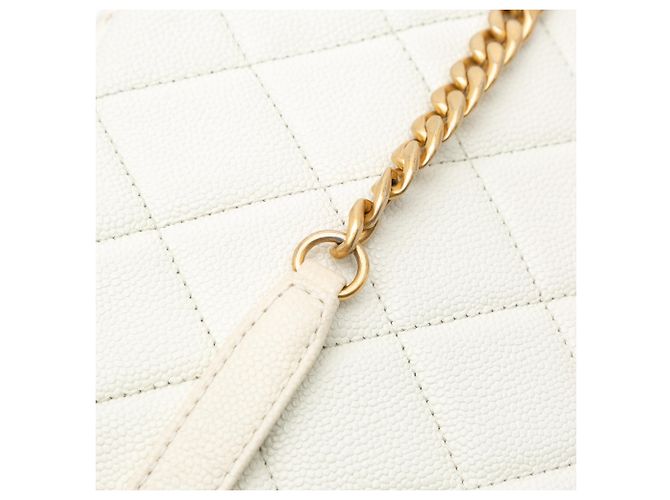 Chanel Bianco Piccolo Caviar Trapuntato Catena Melody Flap Crudo - vista 9