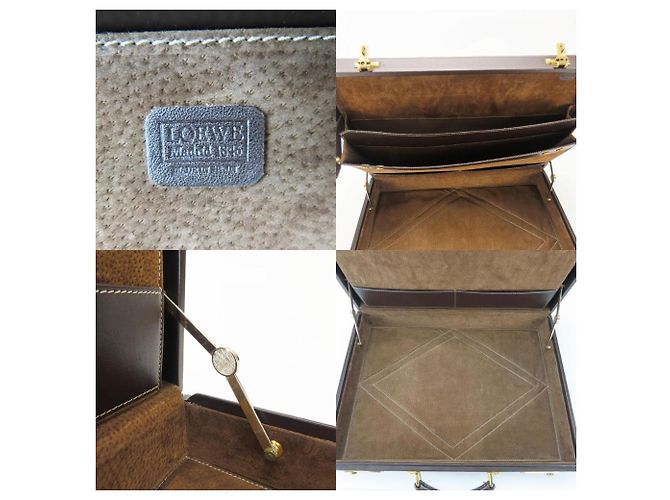 Borsa in pelle Loewe in beige e marrone - vista 9