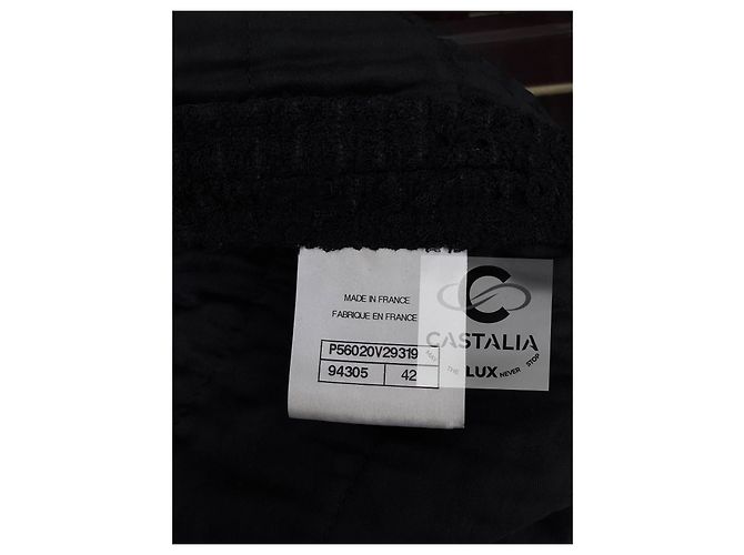 Chanel Neue CC-Buttons Schwarze Tweedjacke - Ansicht 12