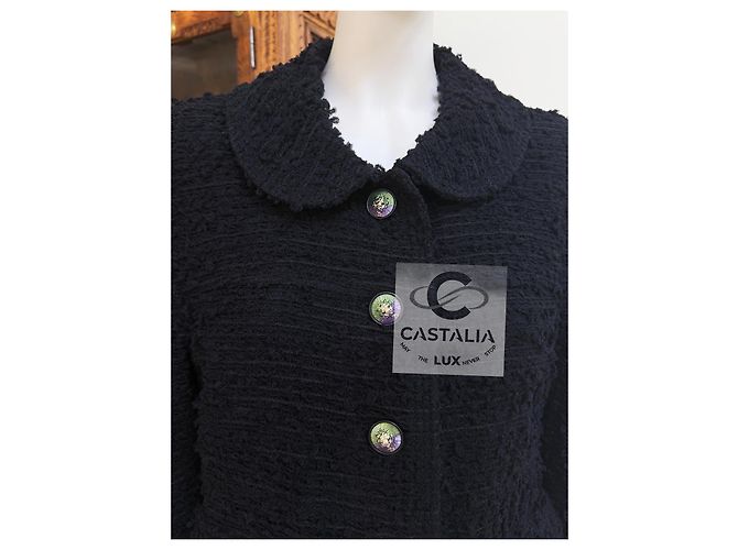 Chanel Neue CC-Buttons Schwarze Tweedjacke - Ansicht 5